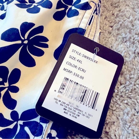 NWT Men’s 4XL Swim trunks Swimsuit Exist Elastic Waist Beach‎ Wear Board Shorts - Picture 8 of 8